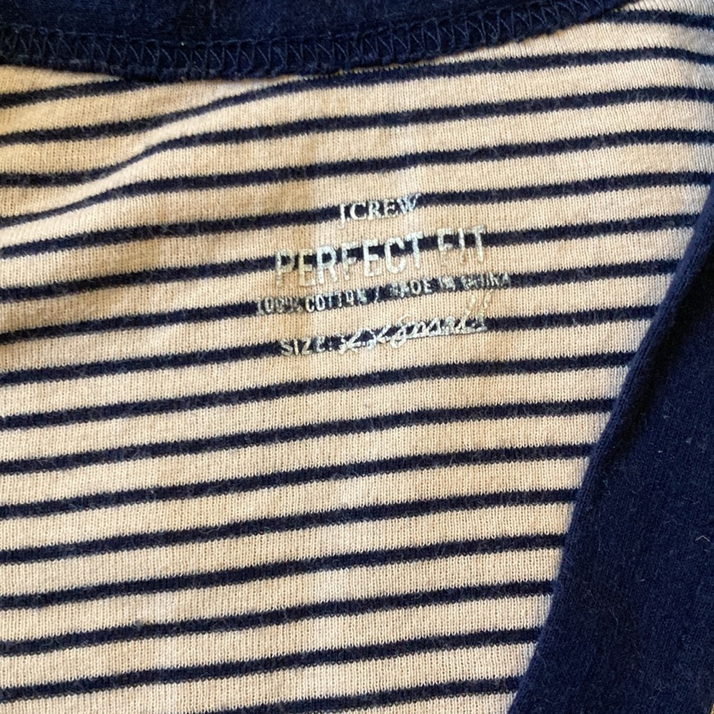 J Crew Perfect Fit Navy Striped Cardigan - Picture 2 of 3